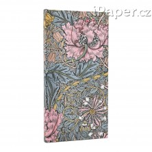 Diář Paperblanks 2026 Morris Pink Honeysuckle slim horizontální DE0749-5
