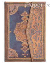 Paperblanks diář 2024 Safavid Indigo mini horizontální DE0424-0