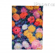 Diář Paperblanks 18měsíční 2025-2026 Monet’s Chrysanthemums midi horizontální DE0710-5