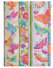 Paperblanks diář 2024 Hummingbirds & Flutterbyes midi denní DE0445-5